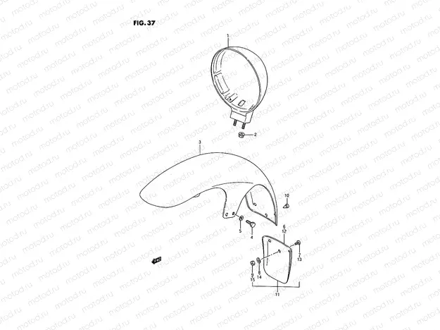 37 - HEADLAMP HOUSING - FRONT FENDER (E15/E16/E24/E75/E77)