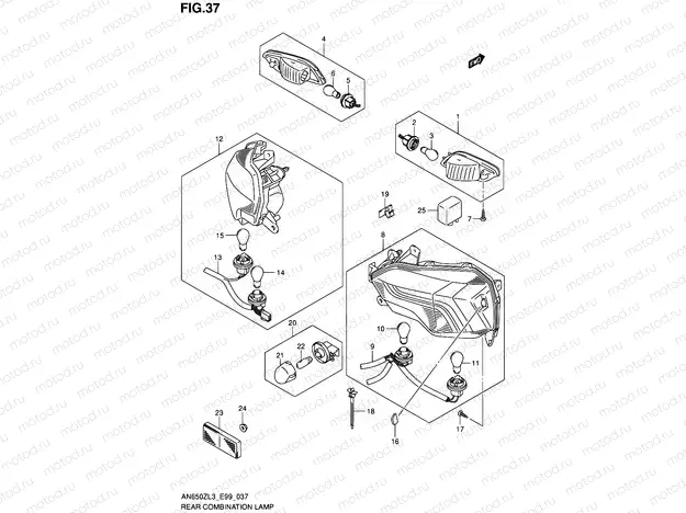37 - REAR COMBINATION LAMP (N/REFLECTOR)