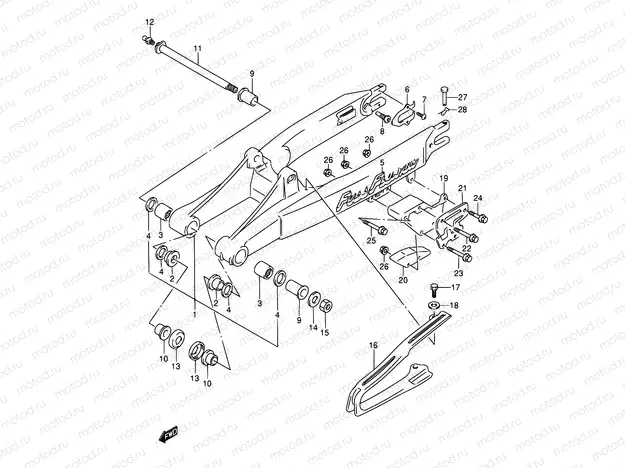 37 - REAR SWINGING ARM (MODEL K/L)