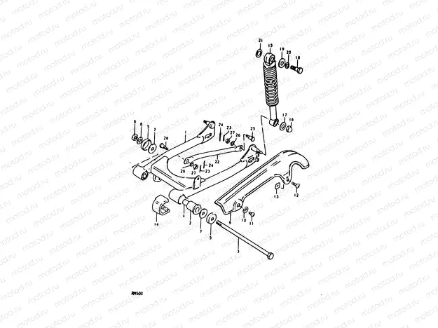 37 - REAR SWINGING ARM (RM50N, RM50T, RM50X)