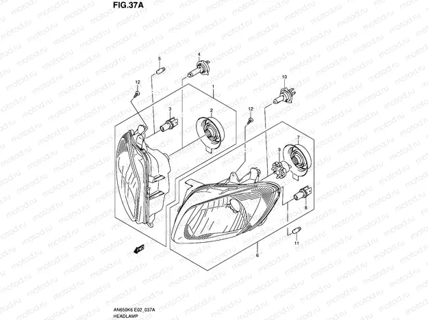 37A - HEADLAMP (AN650AZK8 E19)