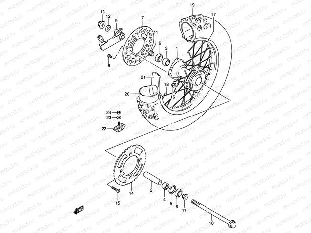 37E - REAR WHEEL (RM85LK5/LK6)