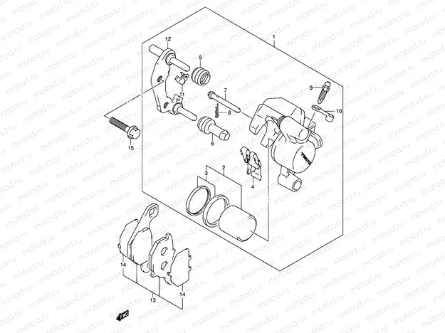 38 - FRONT CALIPER (DR-Z125LK3/LK4/LK5/LK6/LK7)
