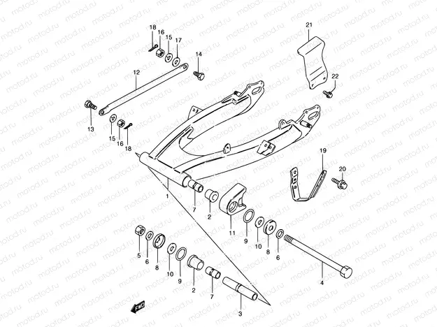 38 - REAR SWINGING ARM (MODEL T/V/W/Y)