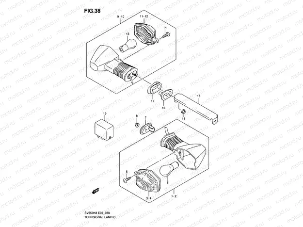 38 - TURNSIGNAL LAMP (SV650K8/AK8/UK8/UAK8)