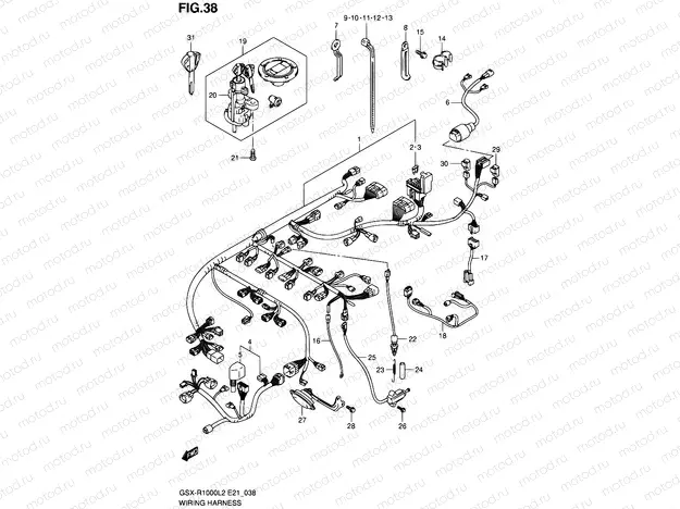 38 - WIRING HARNESS (GSX-R1000L2 E21)