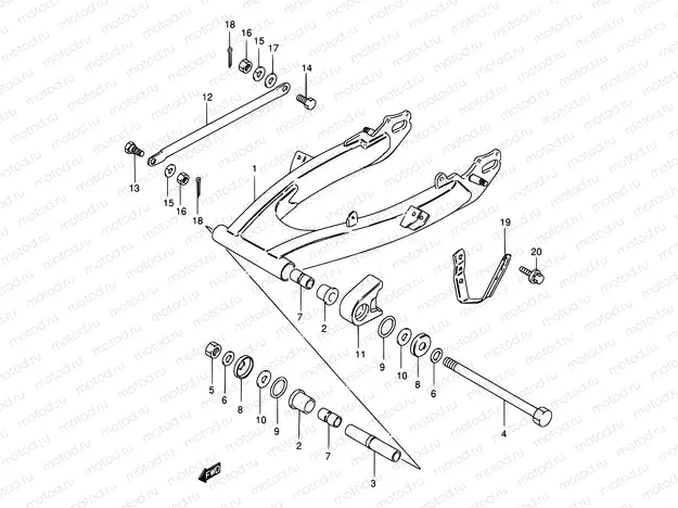 38A - REAR SWINGING ARM (MODEL K1 E71)