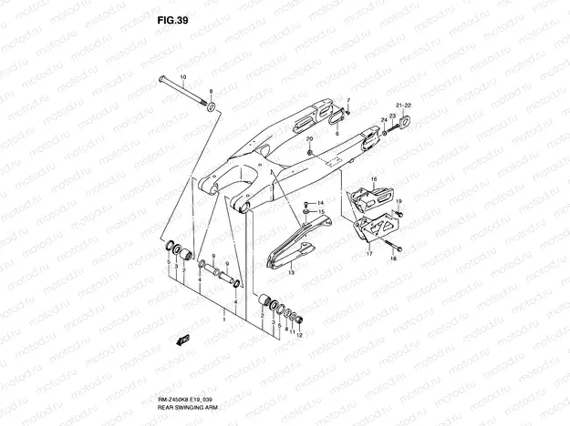 39 - REAR SWINGING ARM (RM-Z450K8/K9)