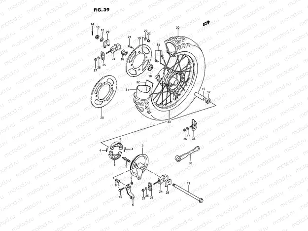 39 - REAR WHEEL (MODEL G/H/J/K)