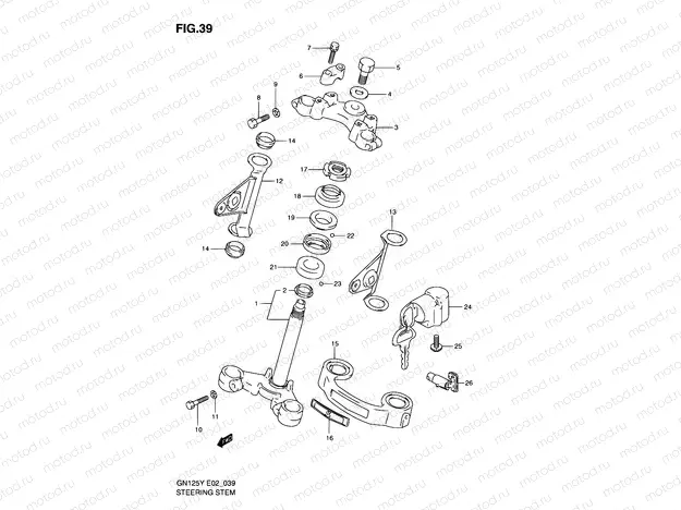 39 - STEERING STEM (MODEL V/W/X)