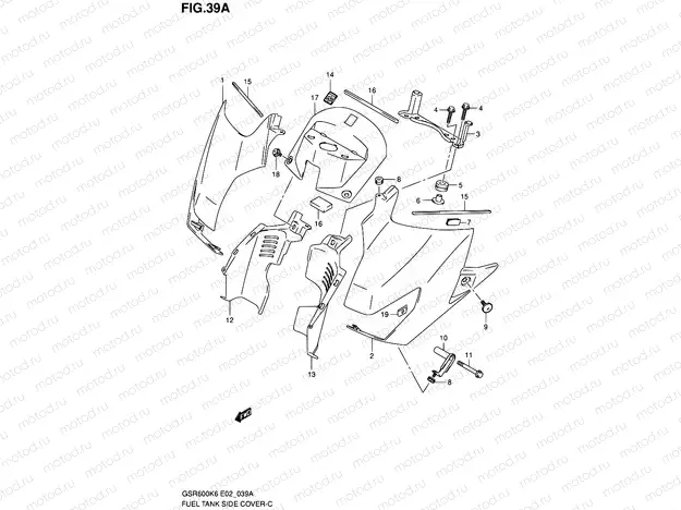 39A - FUEL TANK SIDE COVER (MODEL K8)
