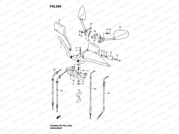 39A - HANDLEBAR (MODEL K4/K5/K6)