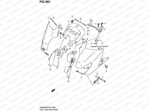 39C - FUEL TANK SIDE COVER (MODEL L0)