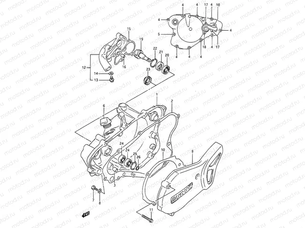 3A - CRANKCASE COVER- WATER PUMP (MODEL K/L/M/N/P/R/S)