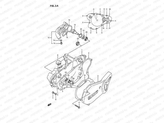 3A - CRANKCASE COVER- WATER PUMP (MODEL K/L/M/N/P/R/S)