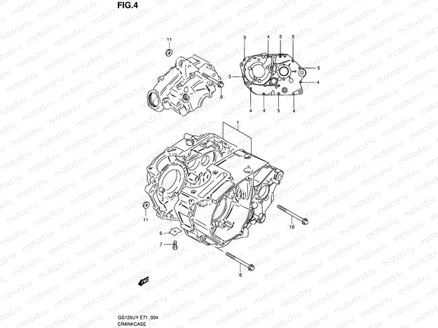 4 - CRANKCASE (GS125UX/UY)