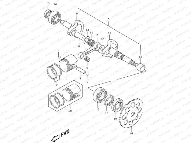 4 - CRANKSHAFT (MODEL AY50W/WR V/W/X/Y)