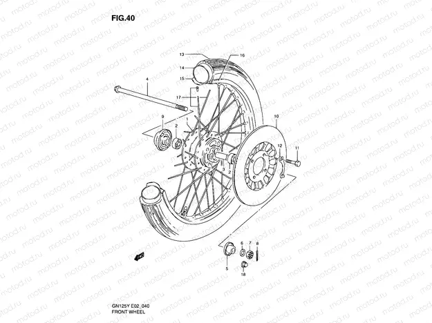 40 - FRONT WHEEL (GN125V/W/X/Y/K1)