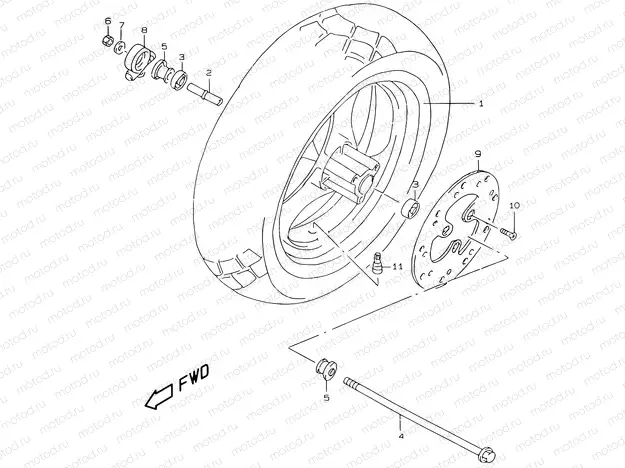 40 - FRONT WHEEL (MODEL V/W/X)