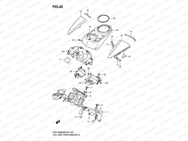 40 - FUEL TANK FRONT BRACKET (MODEL K8/K9)