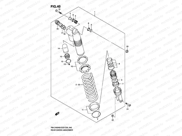 40 - REAR SHOCK ABSORBER (RM-Z450K8/K9)