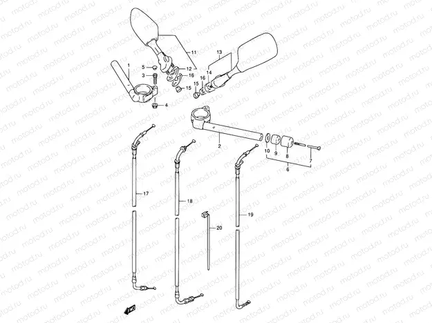 40A - HANDLEBAR (MODEL S/T/V/W)