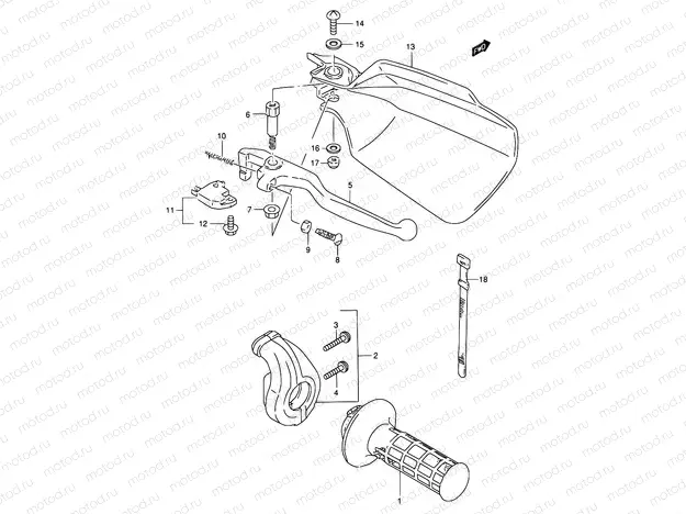 40A - RIGHT HANDLE LEVER (MODEL V/W/X)