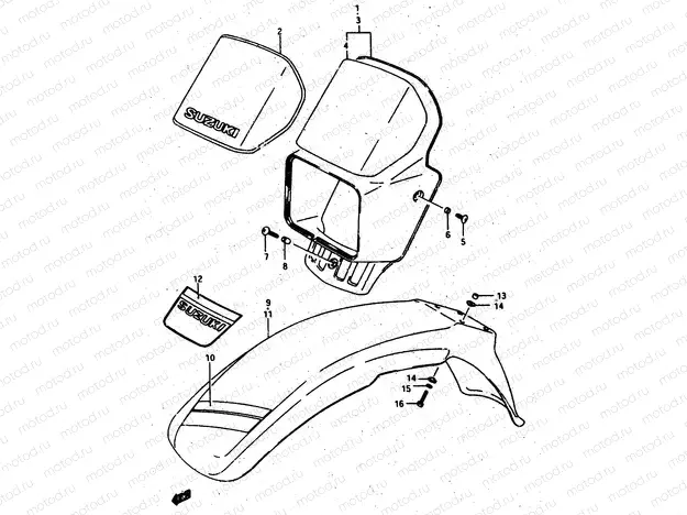 41 - HEADLAMP HOUSING - FRONT FENDER (DR500SG/SH)