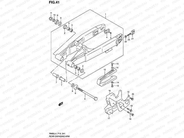 41 - REAR SWINGING ARM (RM85LL4 P19)