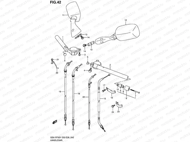 42 - HANDLEBAR (MODEL Y/K1)