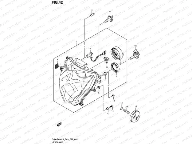 42 - HEADLAMP (GSX-R600L3 E33)
