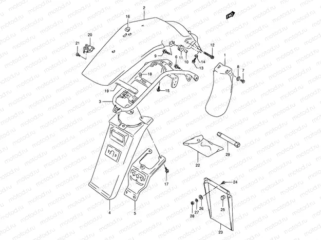 42 - REAR FENDER (MODEL R/S/T/V/W)