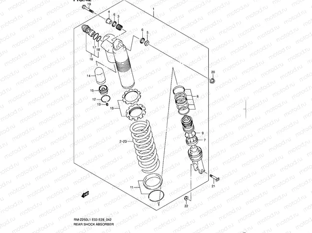 42 - REAR SHOCK ABSORBER (RM-250L1 E03)