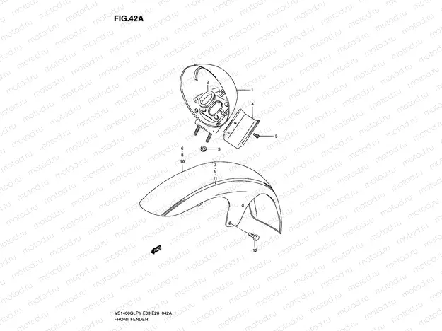 42A - FRONT FENDER (MODEL V/W/X)