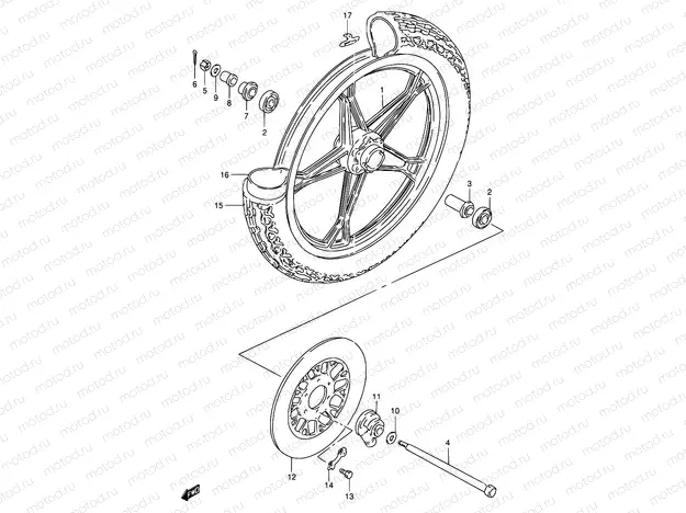 42A - FRONT WHEEL (GN250EM/ER)