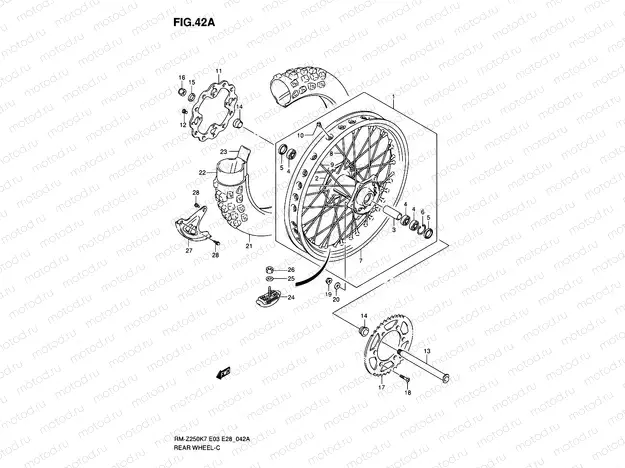 42A - REAR WHEEL (MODEL K8/K9)