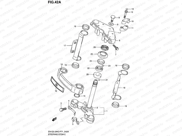 42A - STEERING STEM (EN125HUK4/HUZK6/HUK7/HUK8)