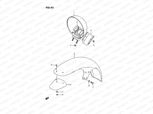 43 - FRONT FENDER (MODEL H/J/K/L/M/N/P/R)