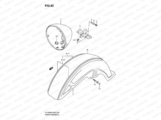 43 - FRONT FENDER (MODEL K5/K6/K7/K8)