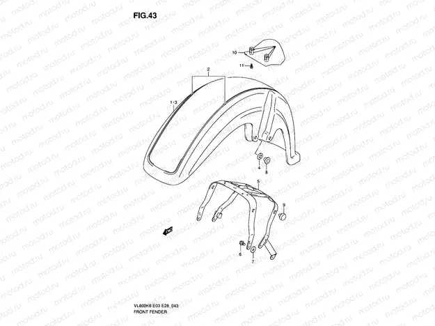 43 - FRONT FENDER (VL800K6/TK6/CK6/K7/TK7)