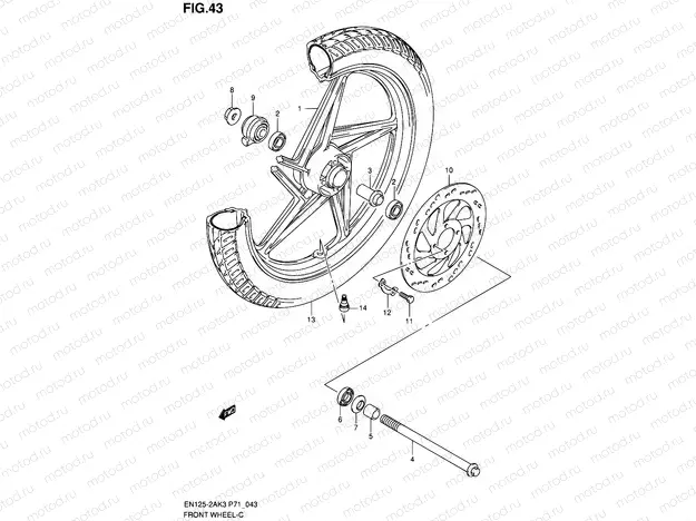 43 - FRONT WHEEL (EN125-2AK3/-2AK7/-2AK8)