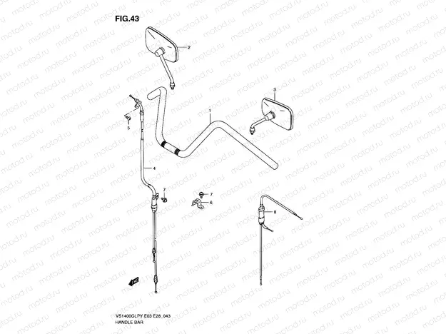 43 - HANDLEBAR (MODEL T/V/W/X)
