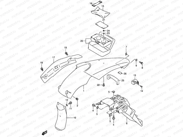 43 - REAR FENDER (MODEL Y/K1)