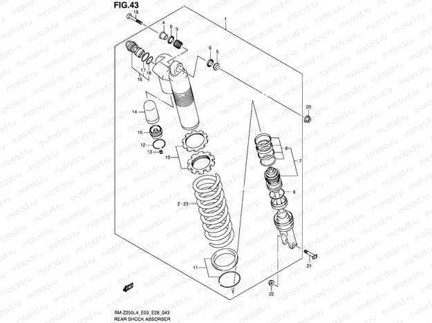 43 - REAR SHOCK ABSORBER (RM-Z250L4 E03)