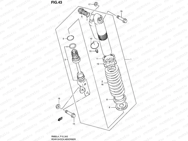 43 - REAR SHOCK ABSORBER (RM85LL4 P19)