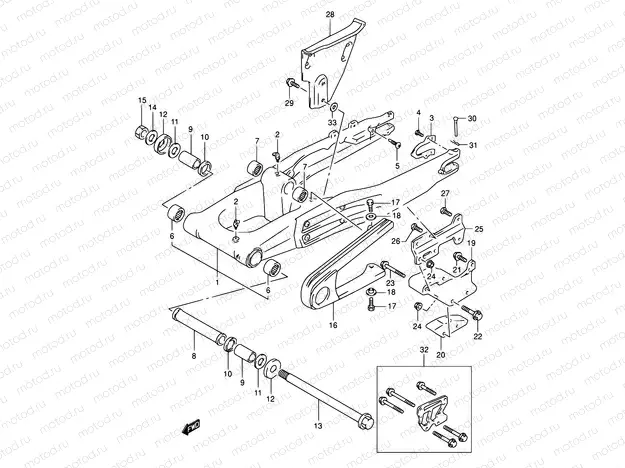 43 - REAR SWINGING ARM (MODEL L/M/N/P)
