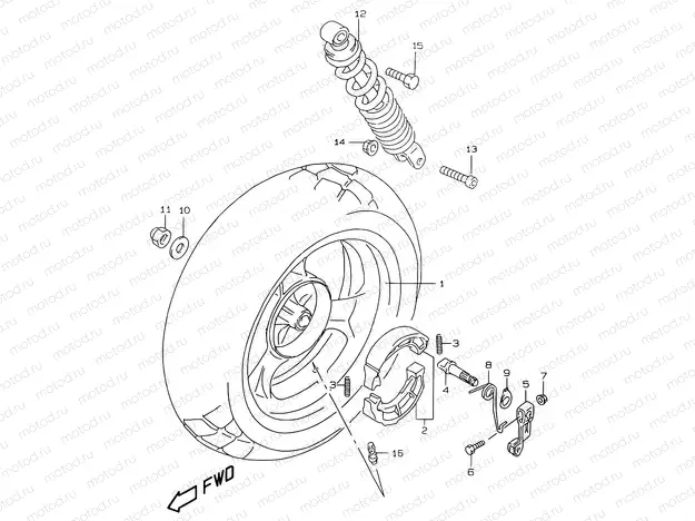 43 - REAR WHEEL (MODEL V/W AND MODEL AY50 X/Y)