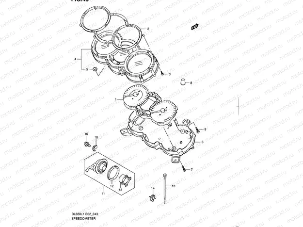 43 - SPEEDOMETER (DL650L1 E02)