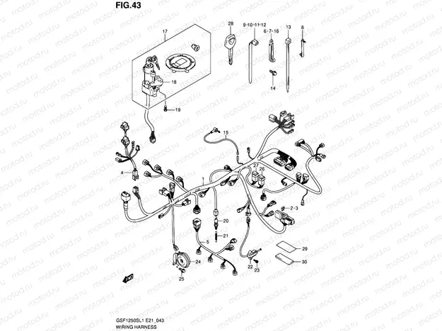 43 - WIRING HARNESS (GSF1250SL1 E21)