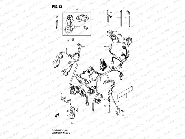 43 - WIRING HARNESS (SV650SK8/SK9/SUK8/SUK9/SL0/SUL0)